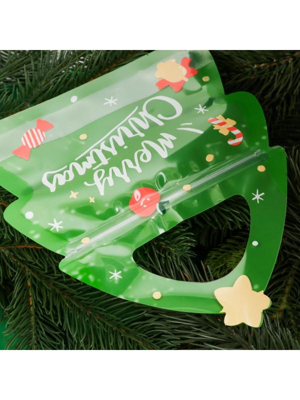 Пакет подарочный новогодний, фигурный «Ёлочка», с zip-lock застежкой, 18.5×6.9×21 см