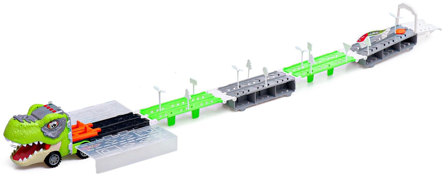Автовоз-трек «Диногонки», 12 металлических машин, световые и звуковые эффекты