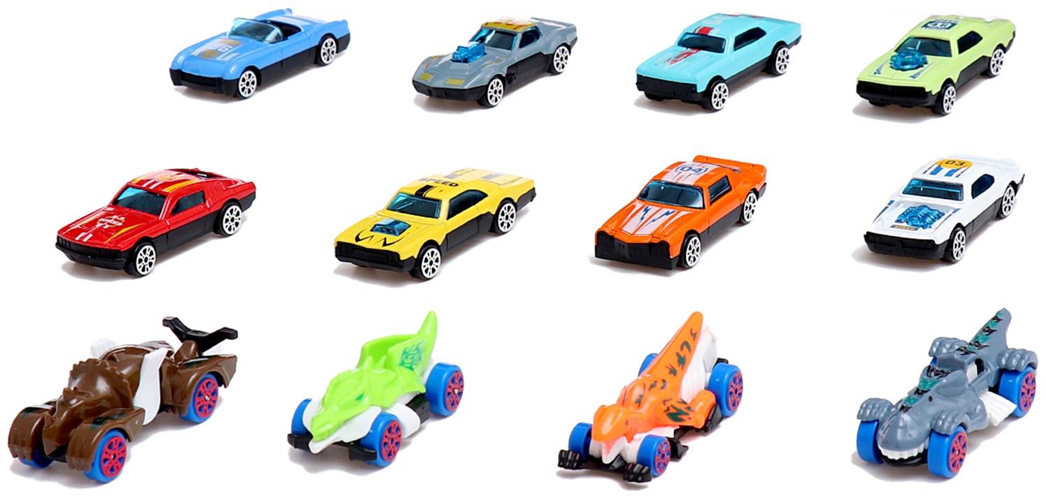 Автовоз-трек «Диногонки», 12 металлических машин, световые и звуковые эффекты