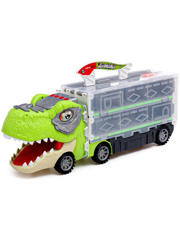 Автовоз-трек «Диногонки», 12 металлических машин, световые и звуковые эффекты