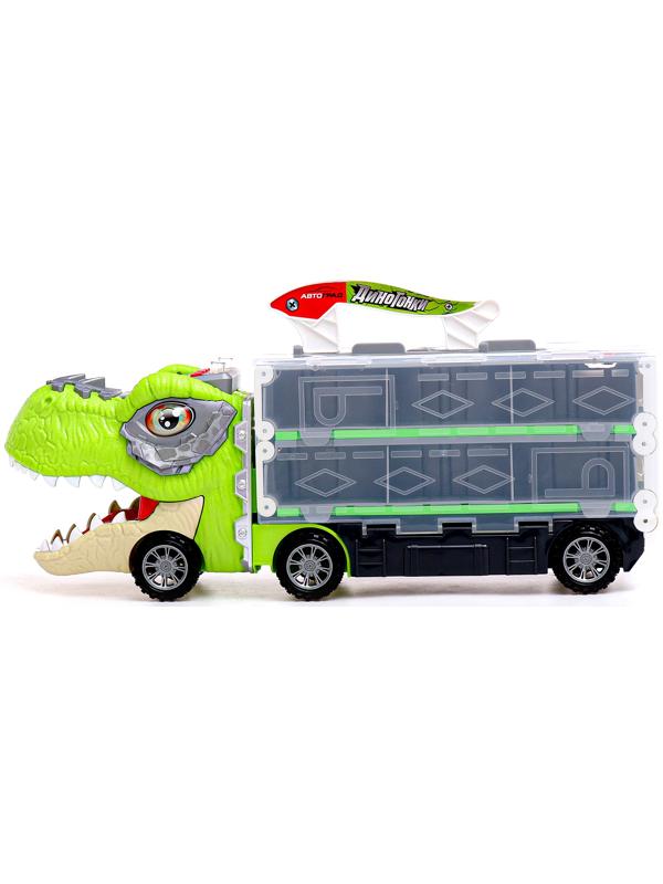 Автовоз-трек «Диногонки», 12 металлических машин, световые и звуковые эффекты