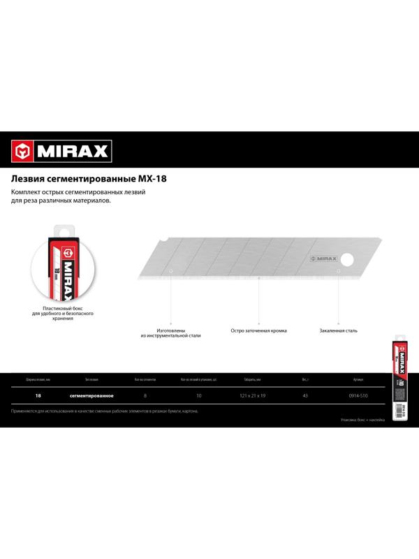 Лезвия сегментированные MIRAX MX-18 0914-S10, 18 мм, 10 шт.