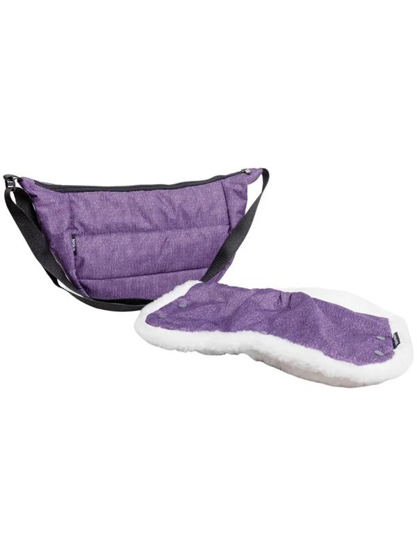 Санки - коляска «Наши детки 6», чехол для ног, муфта, сумка, баклажановый с полосками