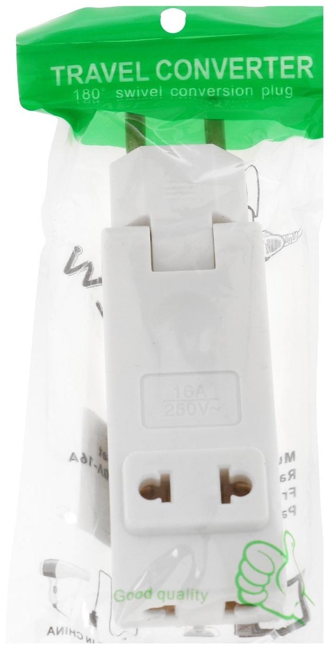 Тройник плоский, поворотный, 4 розетки, 10А, без з/к, белый