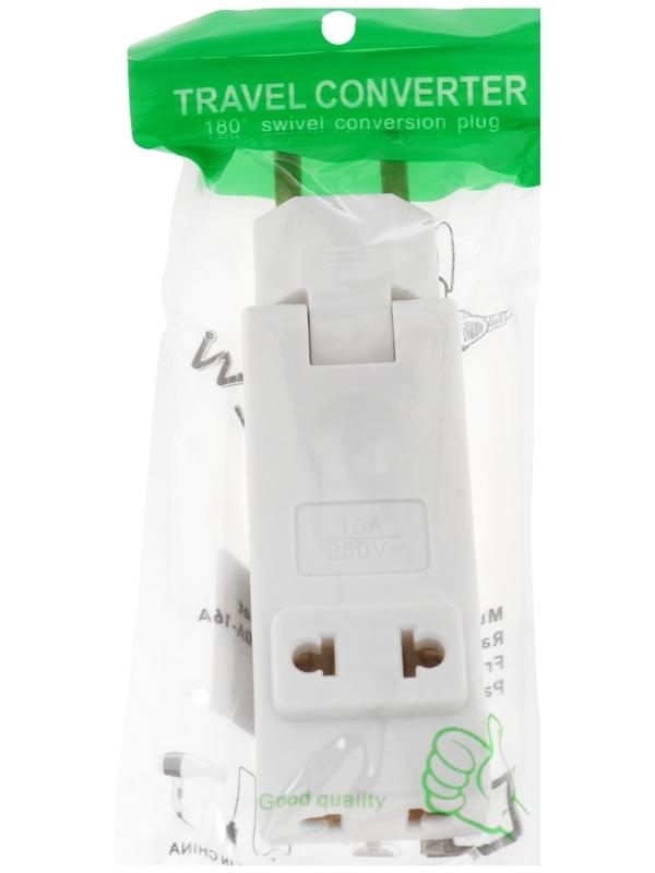 Тройник плоский, поворотный, 4 розетки, 10А, без з/к, белый