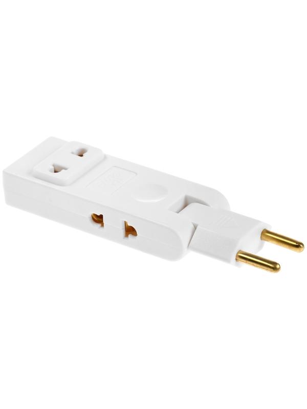 Тройник плоский, поворотный, 4 розетки, 10А, без з/к, белый