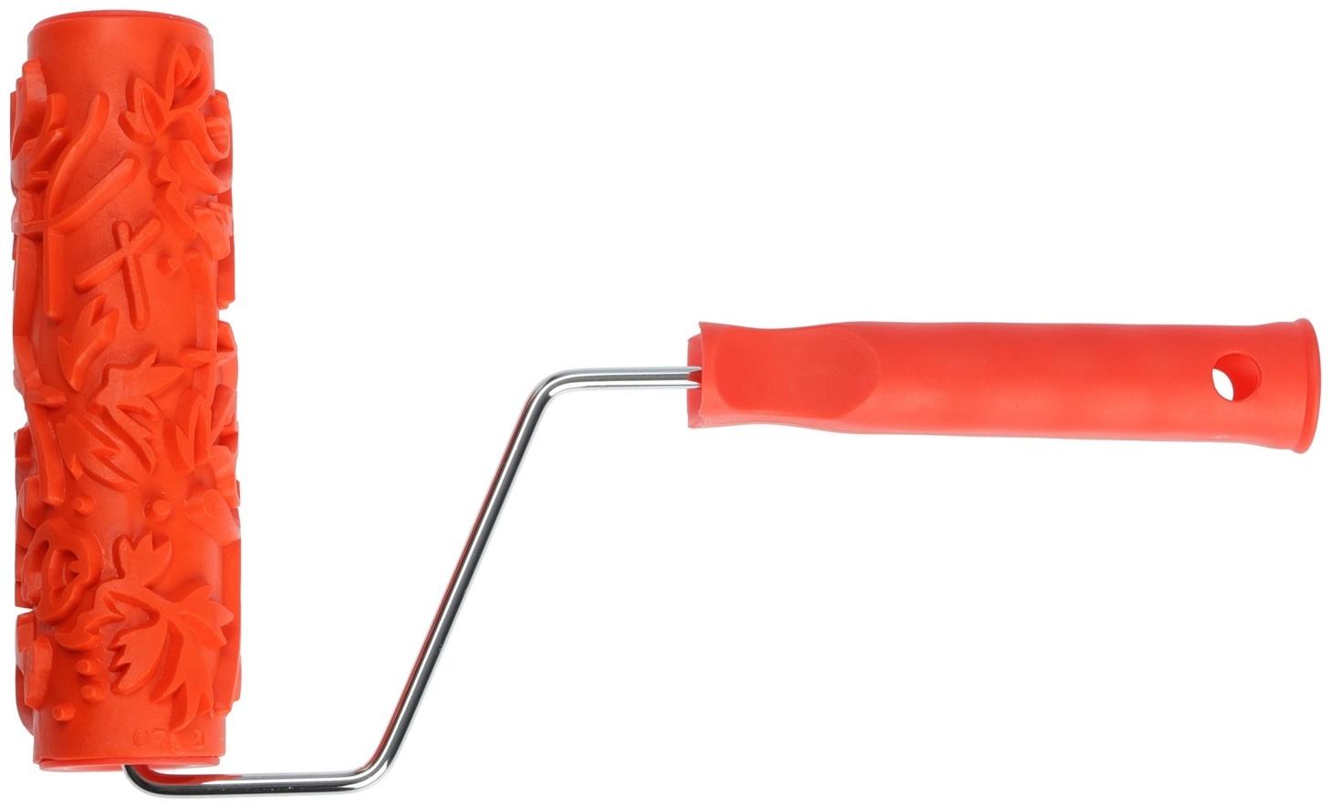 Валик декоративный ТУНДРА, резиновый, «розы», рукоятка d=6 мм, 180 мм