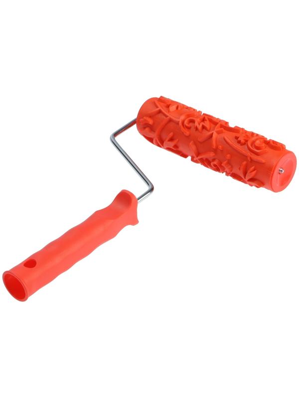 Валик декоративный ТУНДРА, резиновый, «розы», рукоятка d=6 мм, 180 мм