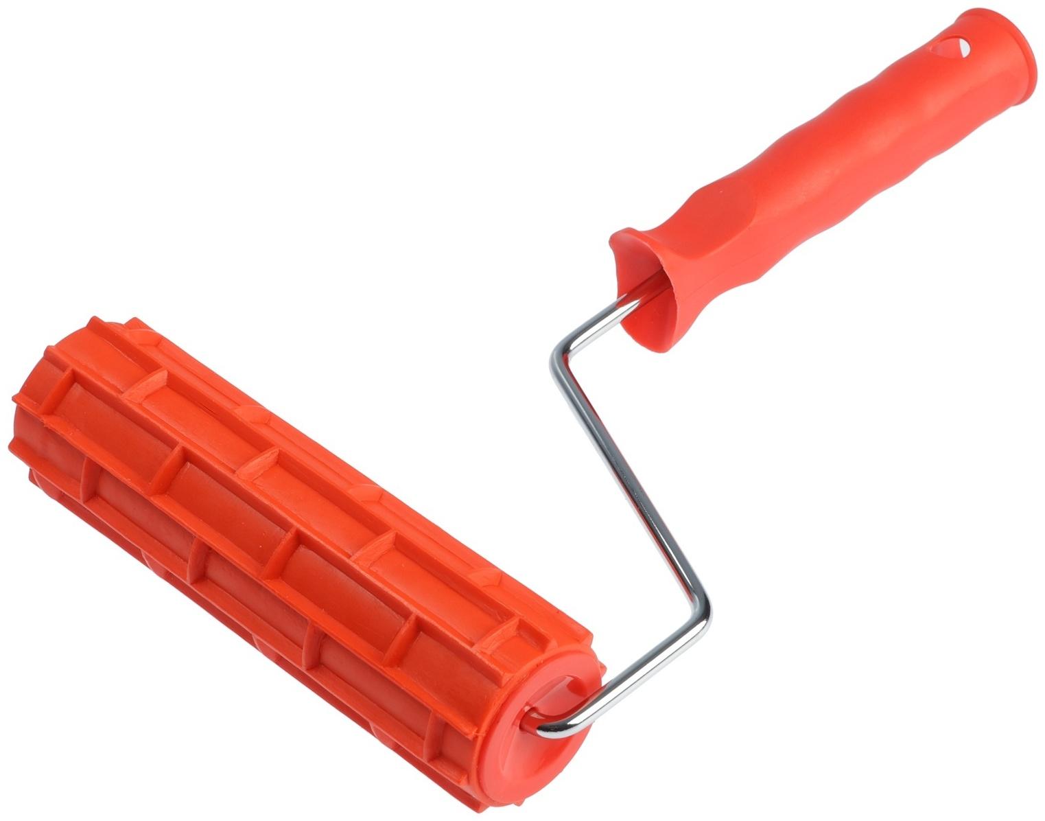 Валик декоративный ТУНДРА, резиновый, «кирпичи», рукоятка d=6 мм, 180 мм