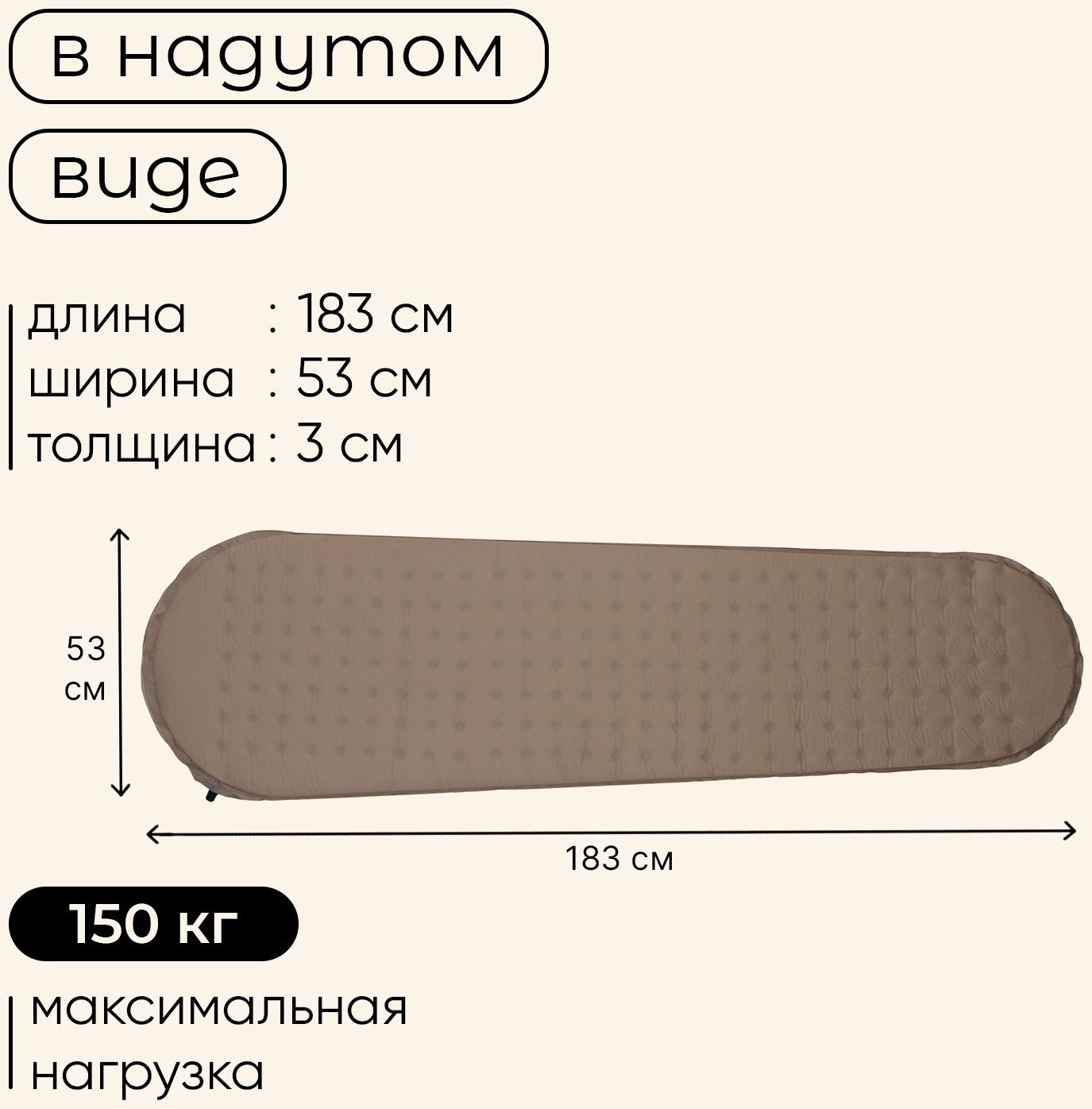 Матрас туристический maclay, 183х53х3 см, самонадувной