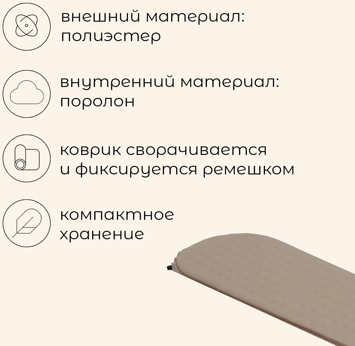 Матрас туристический maclay, 183х53х3 см, самонадувной