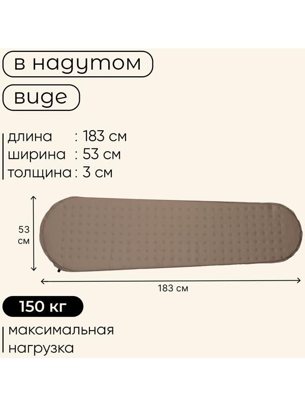 Матрас туристический maclay, 183х53х3 см, самонадувной