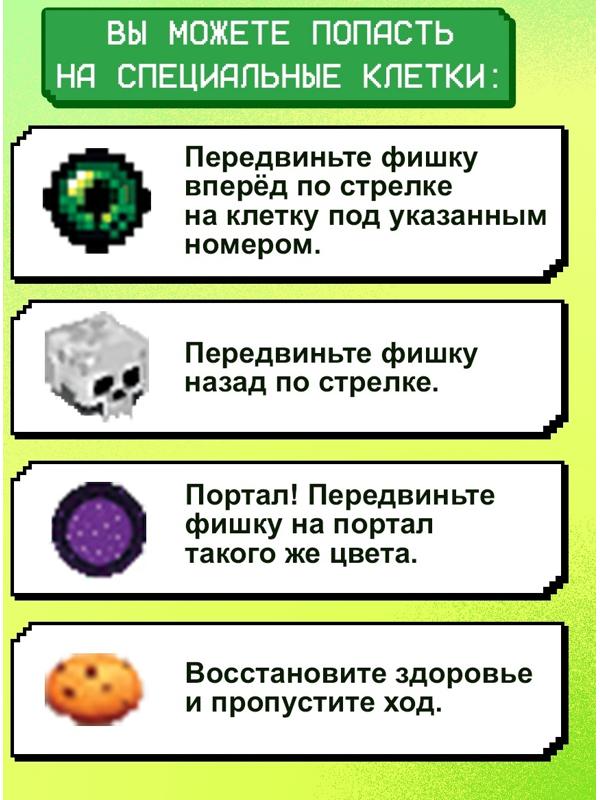 Настольная игра ходилка-бродилка для детей «Пиксель-крафт», 2-4 игрока, 3+