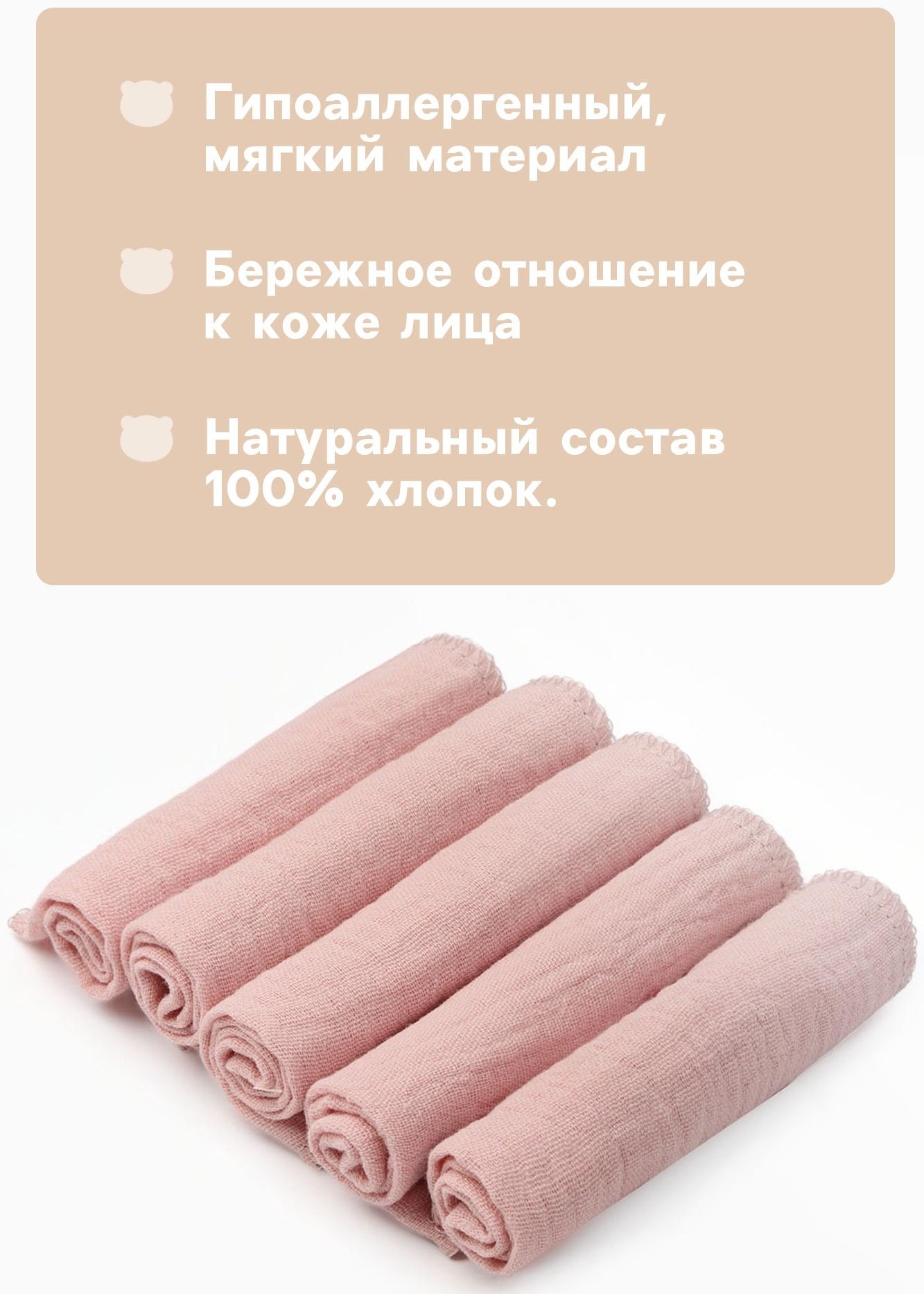 Набор платочков «Крошка Я» Strawberry cream, 20×20 см-5 шт., муслин, хлопок 100%