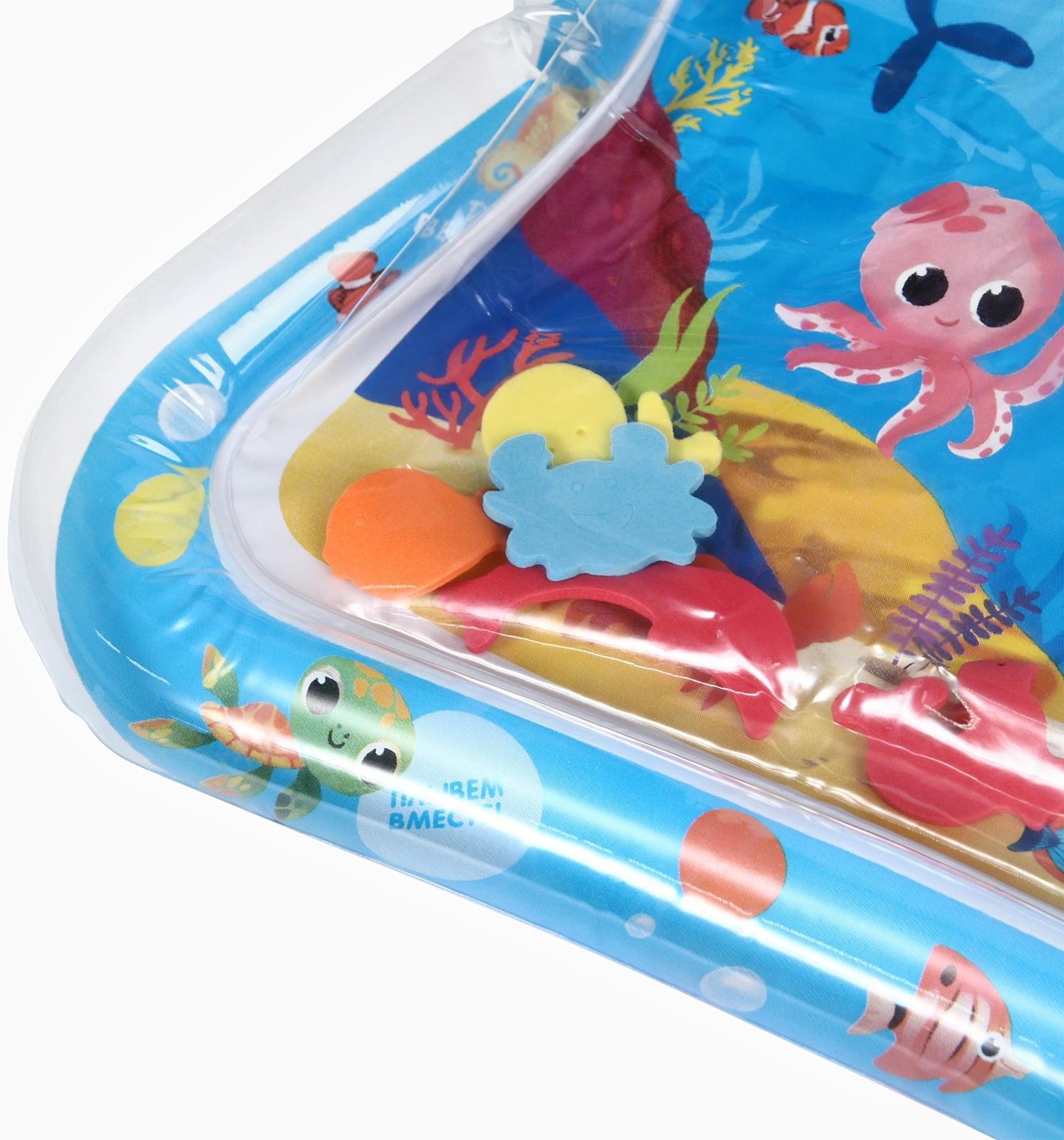 Акваковрик надувной развивающий водный «Морские жители», 65×50 см + игрушка В ПОДАРОК