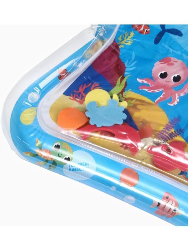 Акваковрик надувной развивающий водный «Морские жители», 65×50 см + игрушка В ПОДАРОК