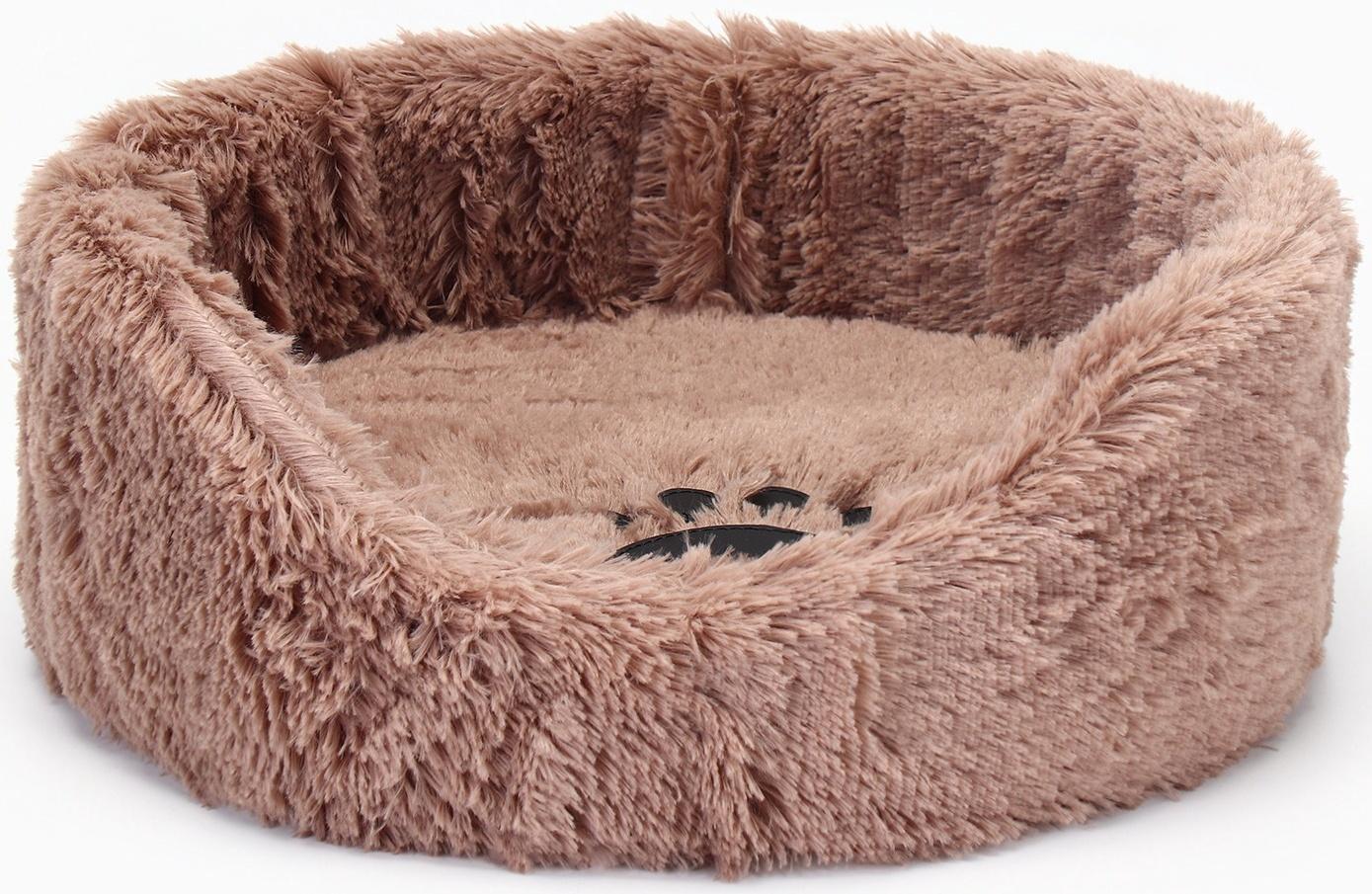 Лежанка для животных,  с подушкой,  мех, сатин, периотек,  40 х 40 х 16 см, микс цветов