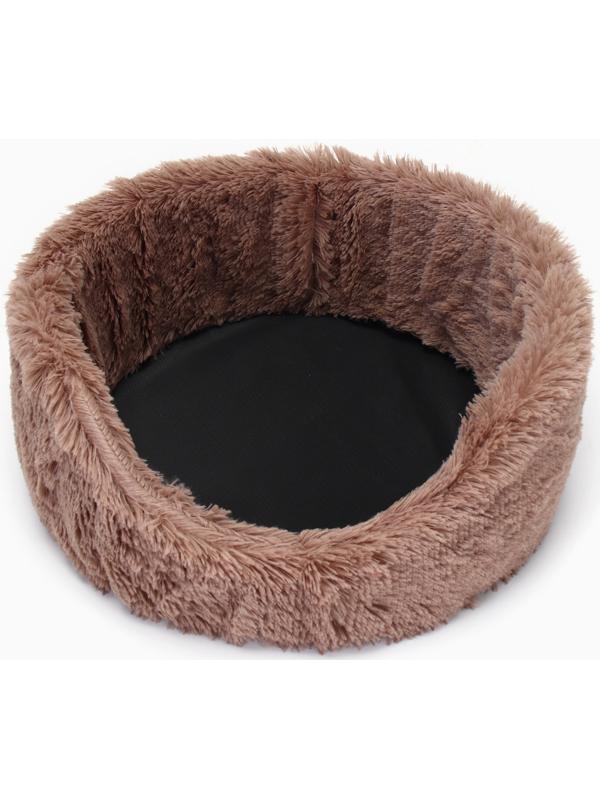 Лежанка для животных,  с подушкой,  мех, сатин, периотек,  40 х 40 х 16 см, микс цветов