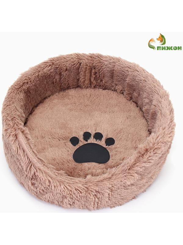 Лежанка для животных,  с подушкой,  мех, сатин, периотек,  40 х 40 х 16 см, микс цветов