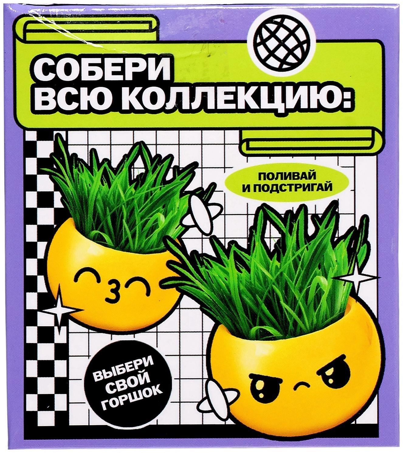 Набор для опытов, для детей «Выращиваем травку», растение в горшочке - эмодзи «Милый»