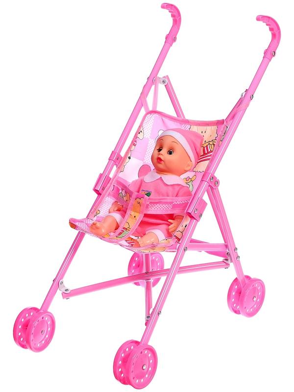 Пупс с коляской, 25 см, МИКС