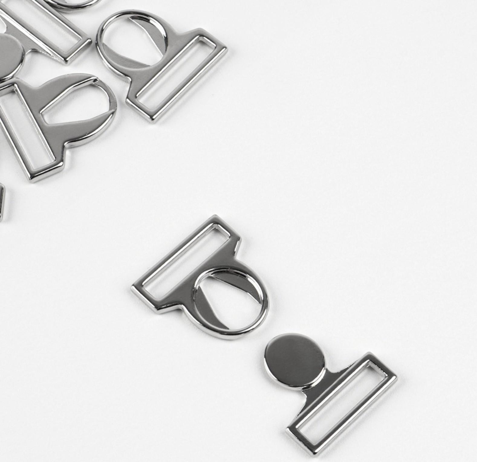 Застёжка для купальника, металлическая, 17 мм, 5 шт., цвет серебряный