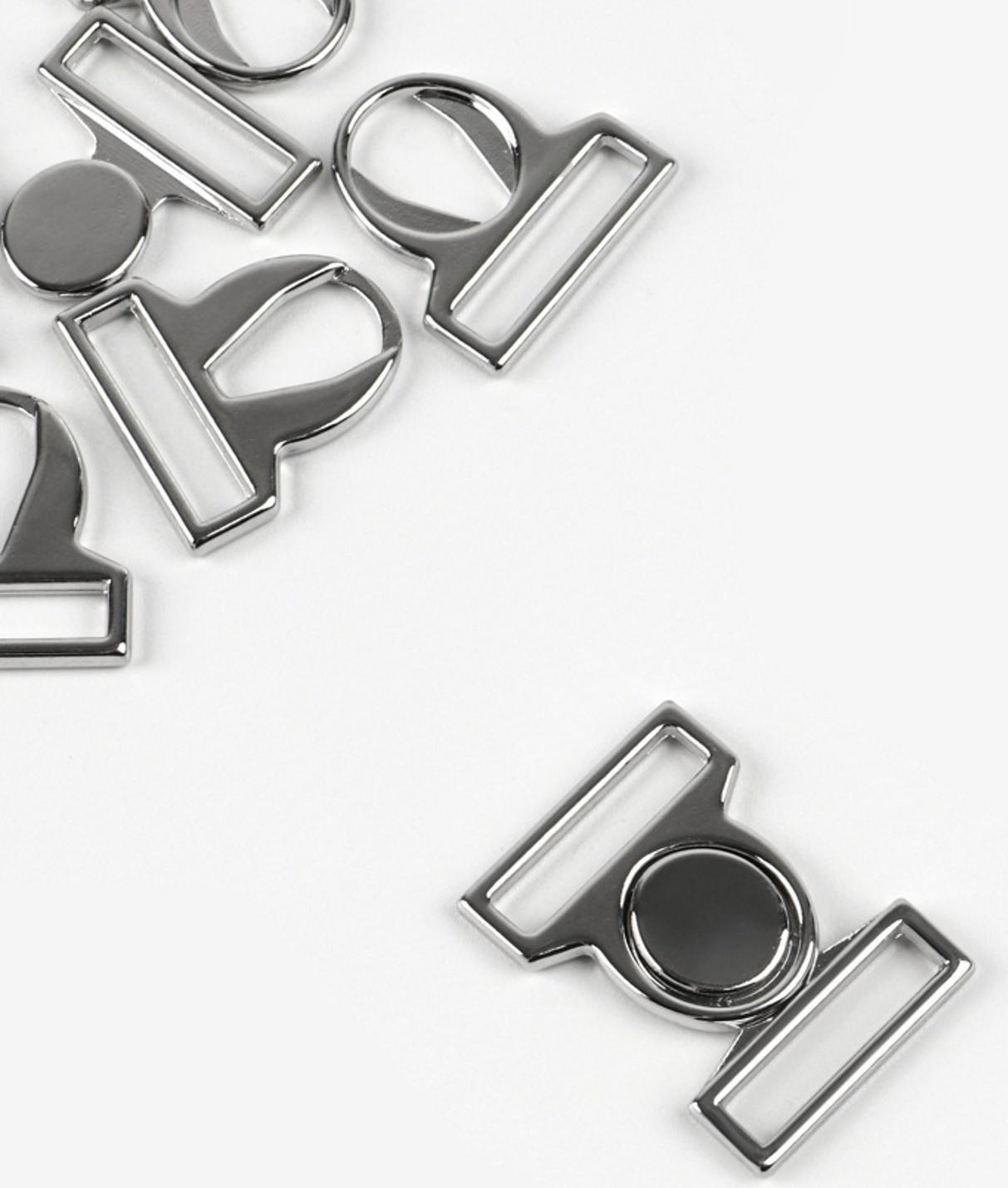 Застёжка для купальника, металлическая, 17 мм, 5 шт., цвет серебряный