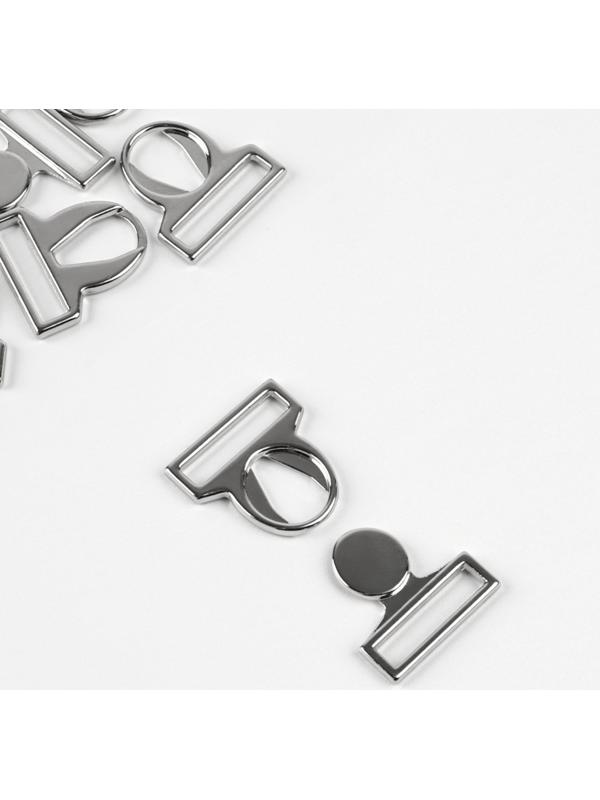 Застёжка для купальника, металлическая, 17 мм, 5 шт., цвет серебряный