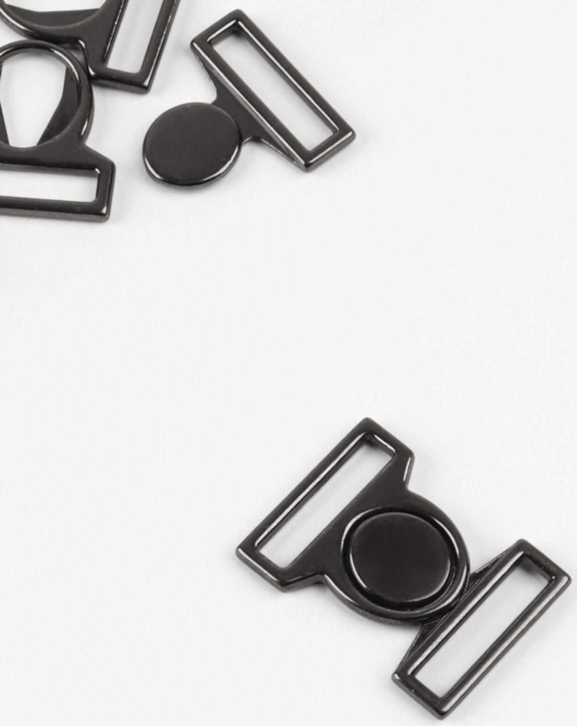 Застёжка для купальника, металлическая, 17 мм, 5 шт., цвет чёрный никель