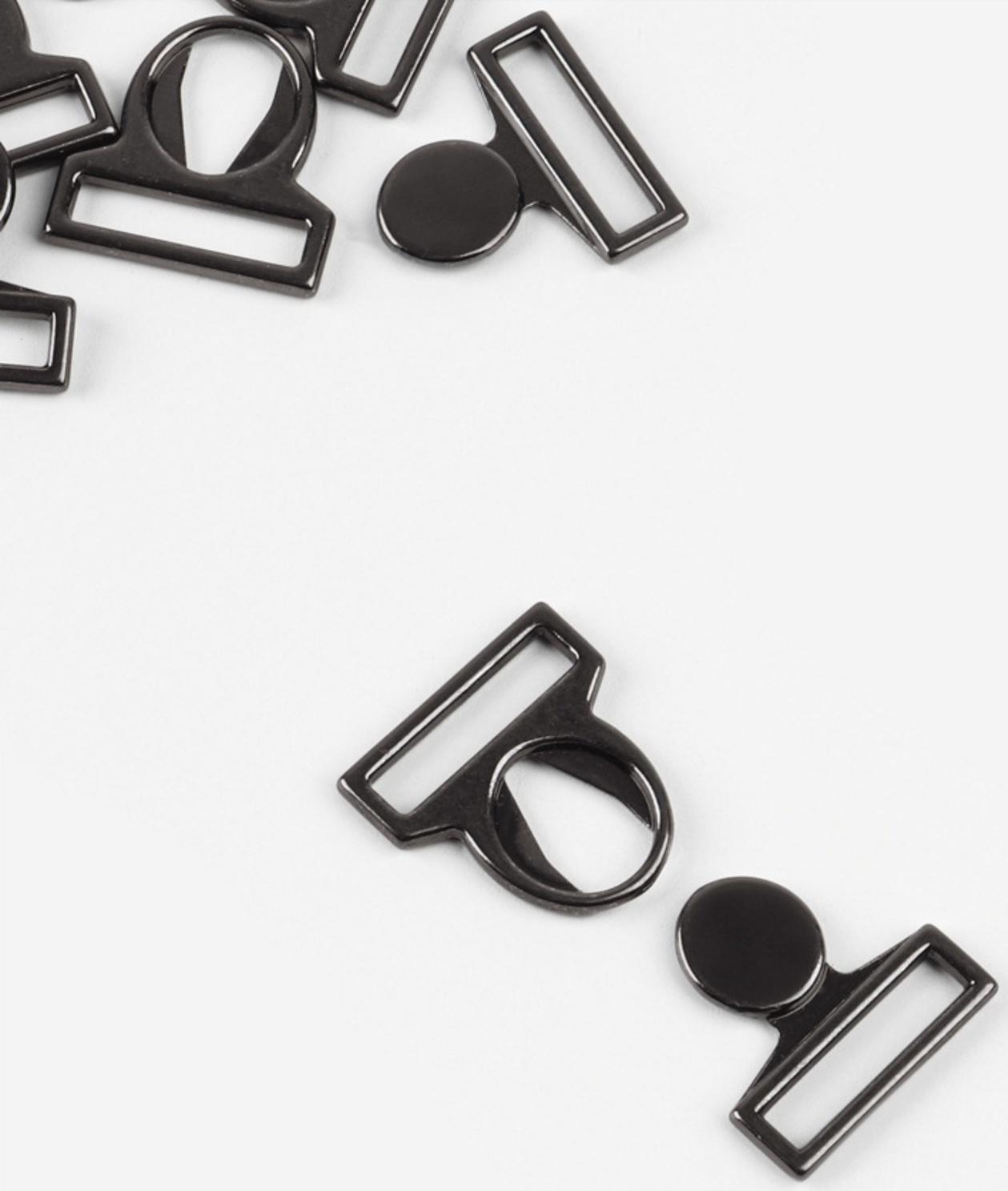 Застёжка для купальника, металлическая, 17 мм, 5 шт., цвет чёрный никель
