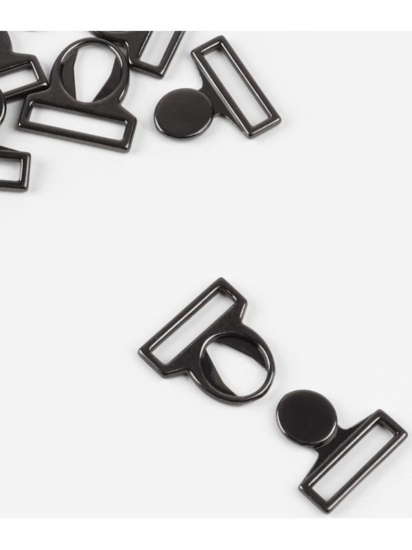 Застёжка для купальника, металлическая, 17 мм, 5 шт., цвет чёрный никель