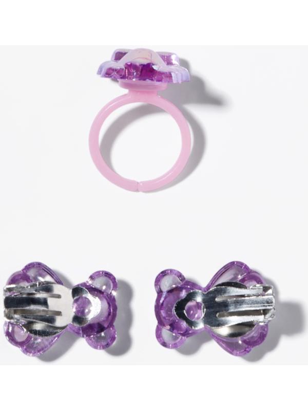 Набор детский «Выбражулька» 2 предмета: клипсы, кольцо, мишка, МИКС