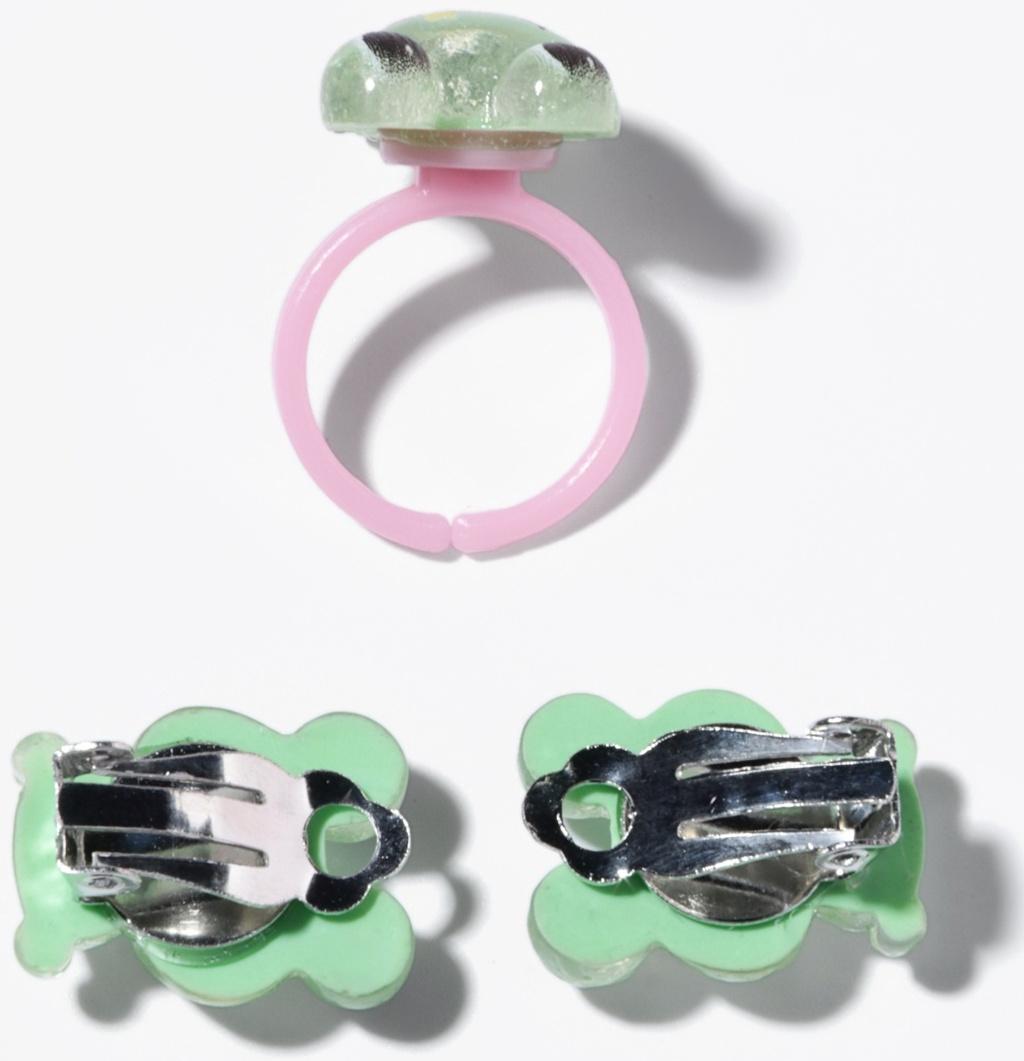 Набор детский «Выбражулька» 2 предмета: клипсы, кольцо, лягушка, зеленый