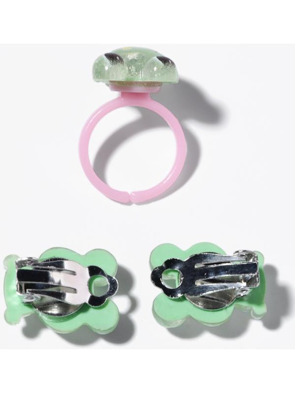 Набор детский «Выбражулька» 2 предмета: клипсы, кольцо, лягушка, зеленый