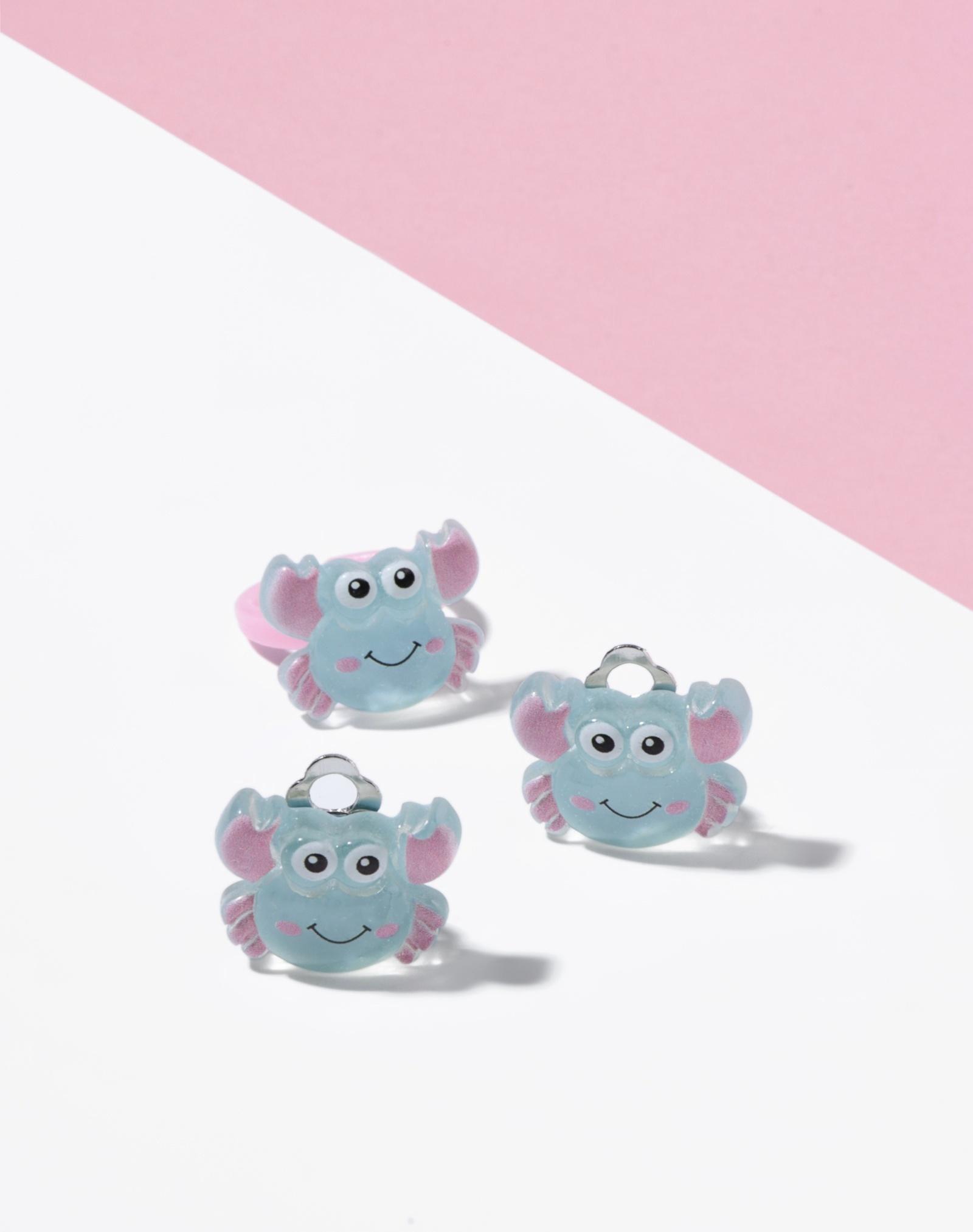 Набор детский «Выбражулька» 2 предмета: клипсы, кольцо, краб, голубо-розовый