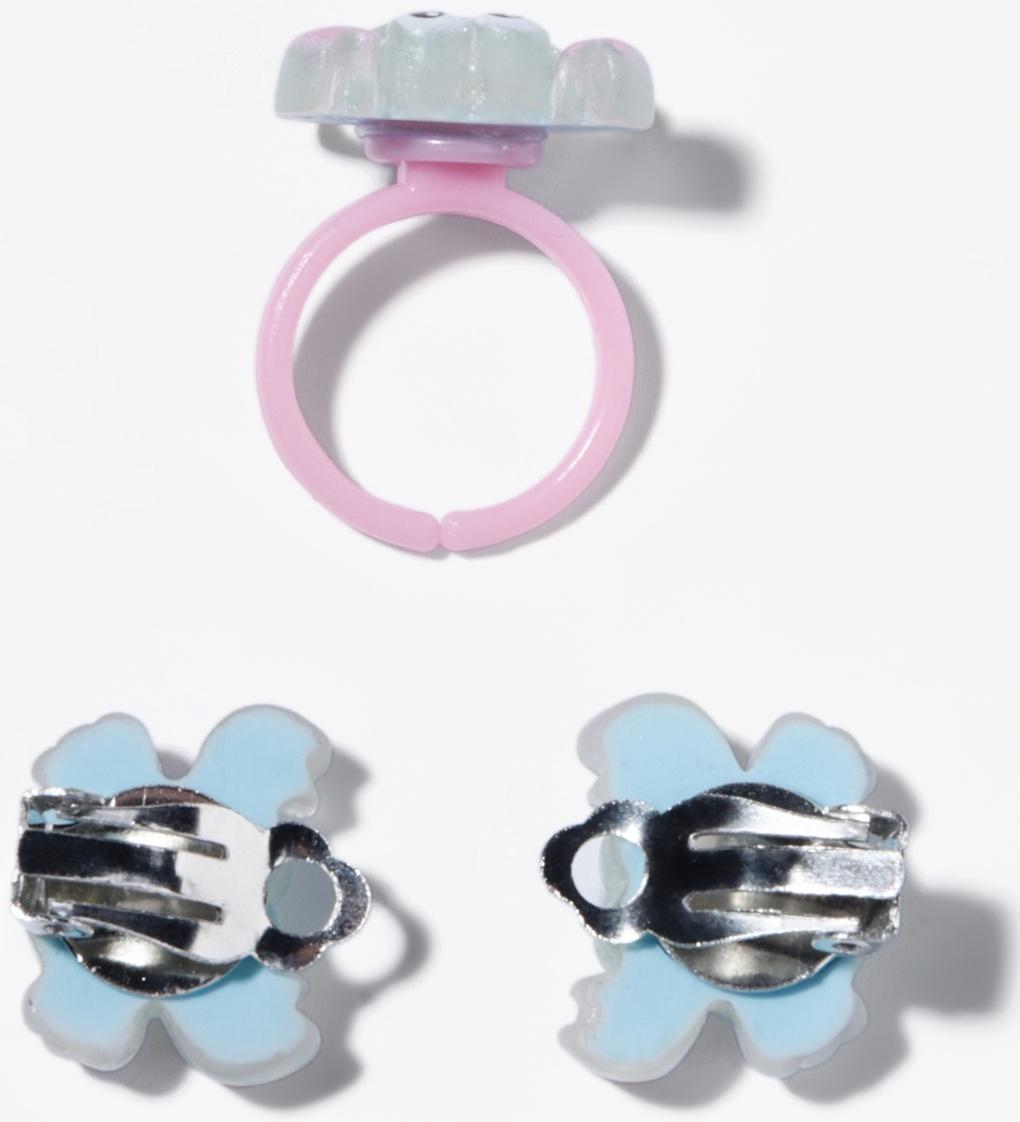 Набор детский «Выбражулька» 2 предмета: клипсы, кольцо, краб, голубо-розовый