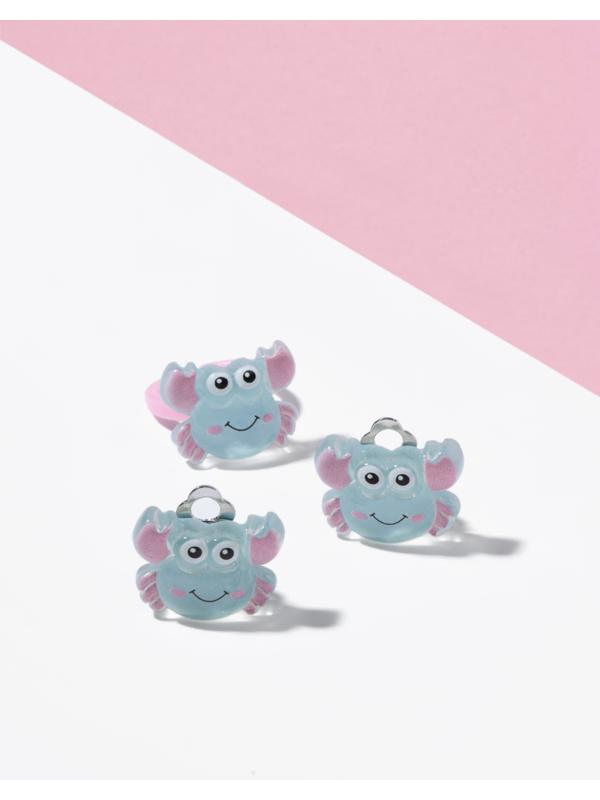 Набор детский «Выбражулька» 2 предмета: клипсы, кольцо, краб, голубо-розовый