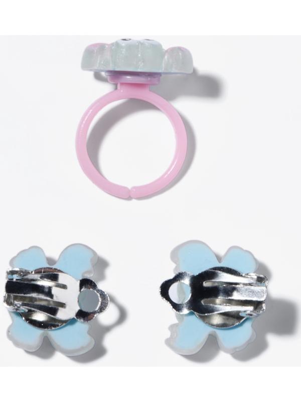 Набор детский «Выбражулька» 2 предмета: клипсы, кольцо, краб, голубо-розовый