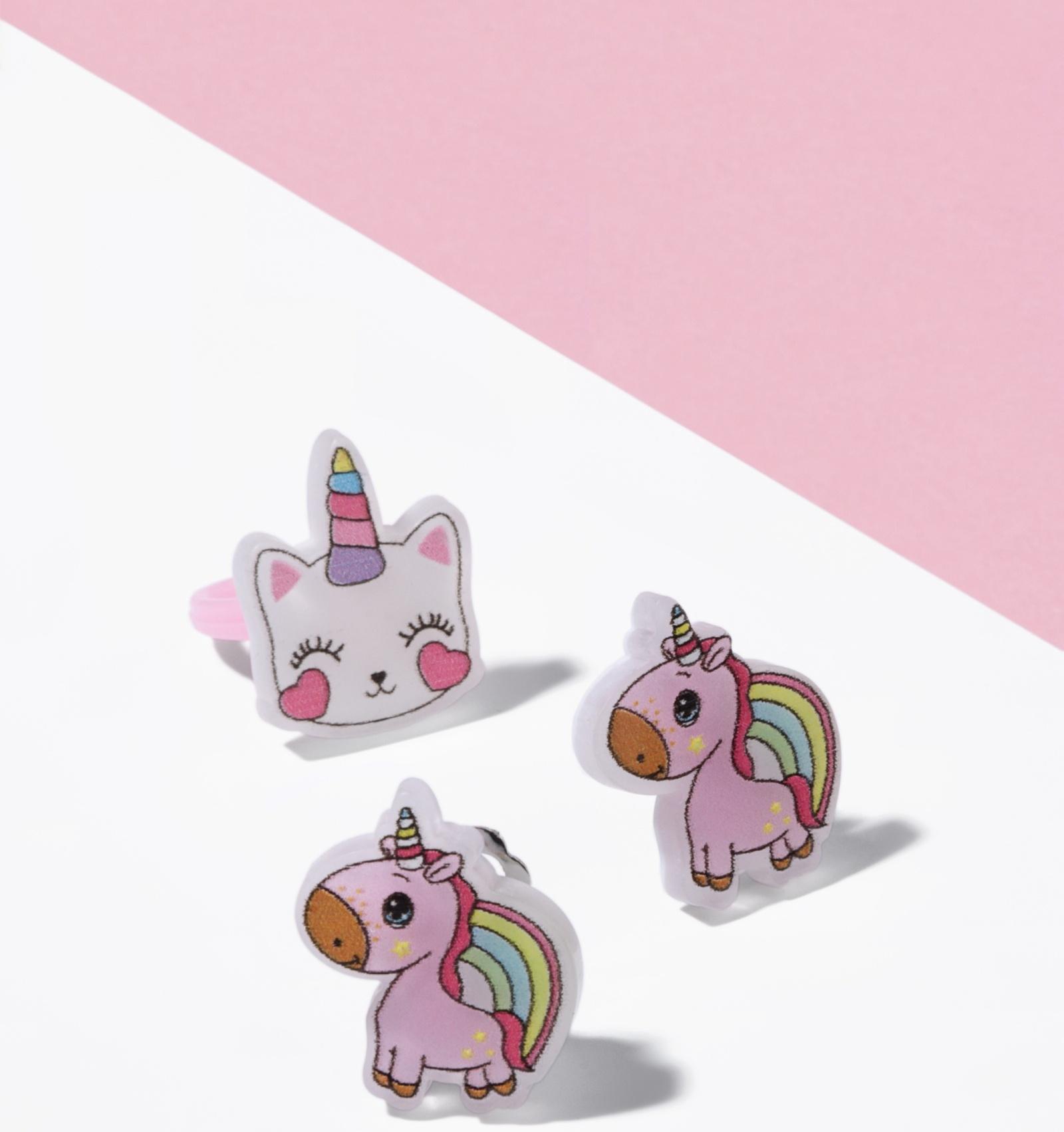 Набор детский «Выбражулька» 2 предмета: клипсы, кольцо, единорог, цветной