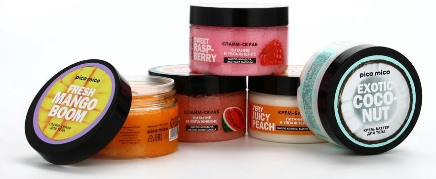 Скраб-слайм для тела Sweet raspberry, питание и увлажнение, с ароматом малины, 250 г, PICO MICO