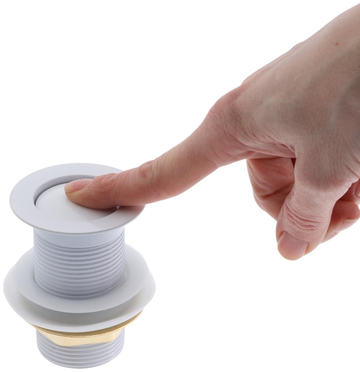 Донный клапан ZEIN engr, маленькая кнопка, без перелива, нержавеющая сталь, белый