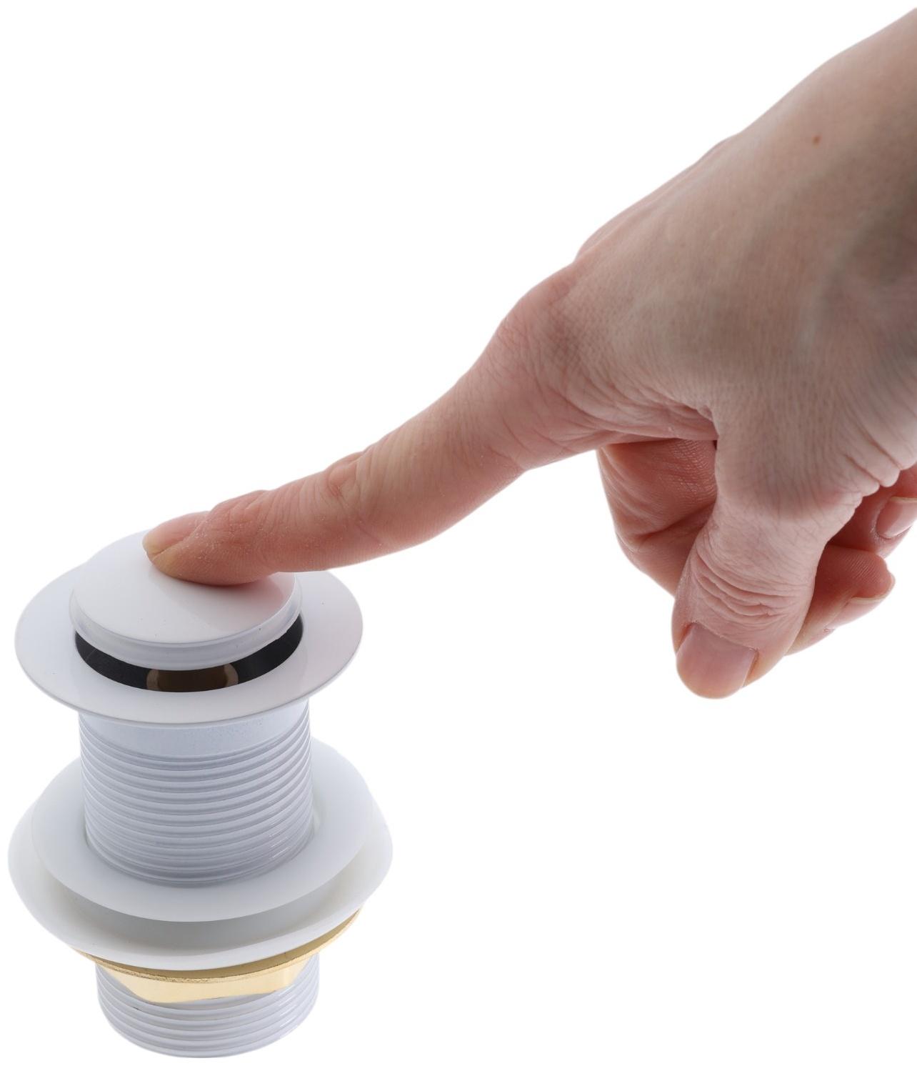 Донный клапан ZEIN engr, маленькая кнопка, без перелива, нержавеющая сталь, белый