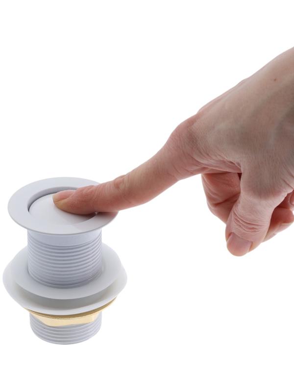 Донный клапан ZEIN engr, маленькая кнопка, без перелива, нержавеющая сталь, белый