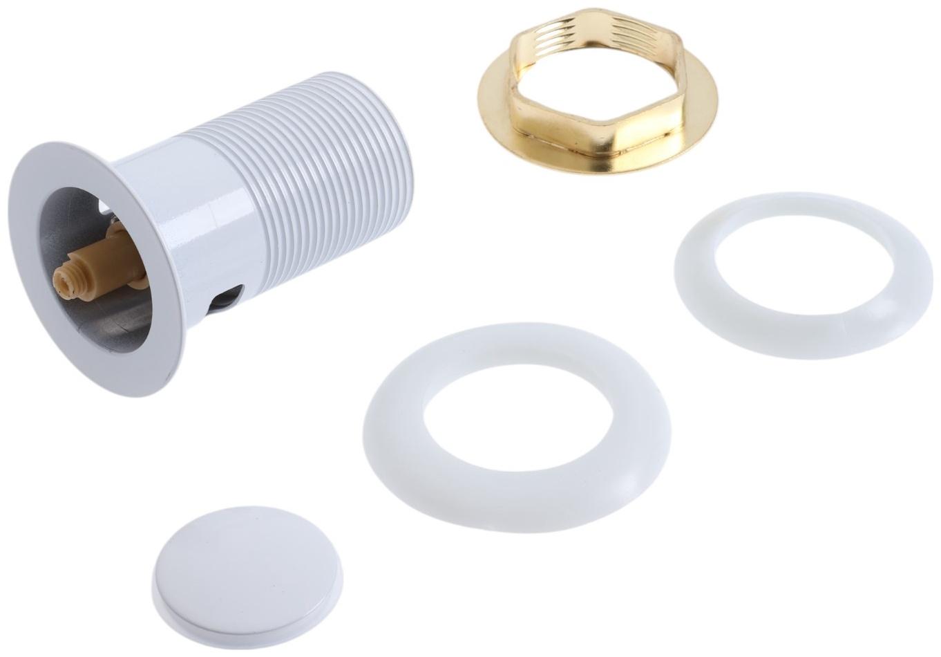 Донный клапан ZEIN engr, маленькая кнопка, с переливом, нержавеющая сталь, белый