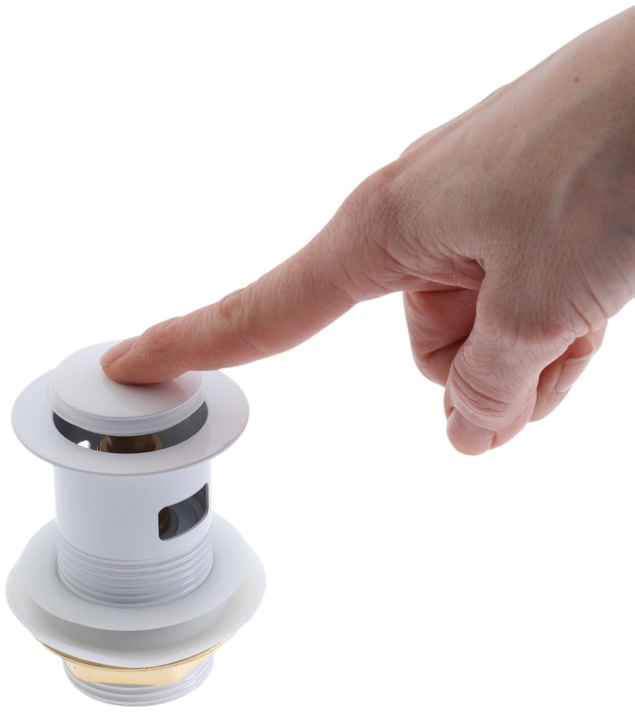 Донный клапан ZEIN engr, маленькая кнопка, с переливом, нержавеющая сталь, белый