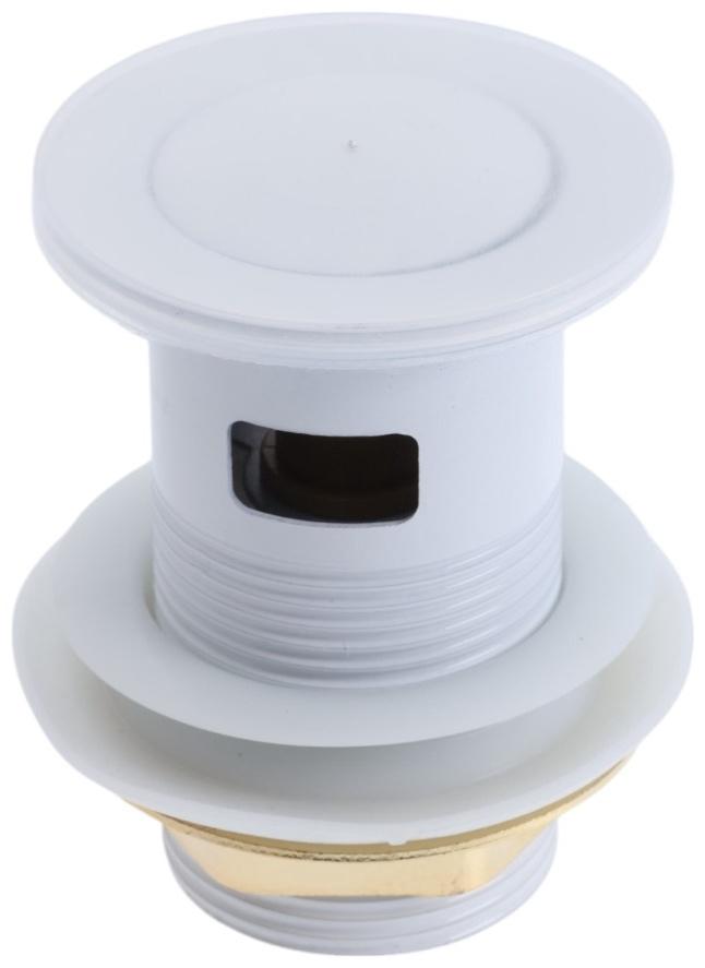 Донный клапан ZEIN engr, маленькая кнопка, с переливом, нержавеющая сталь, белый