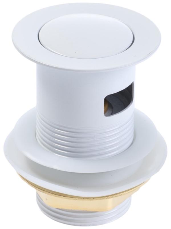 Донный клапан ZEIN engr, маленькая кнопка, с переливом, нержавеющая сталь, белый