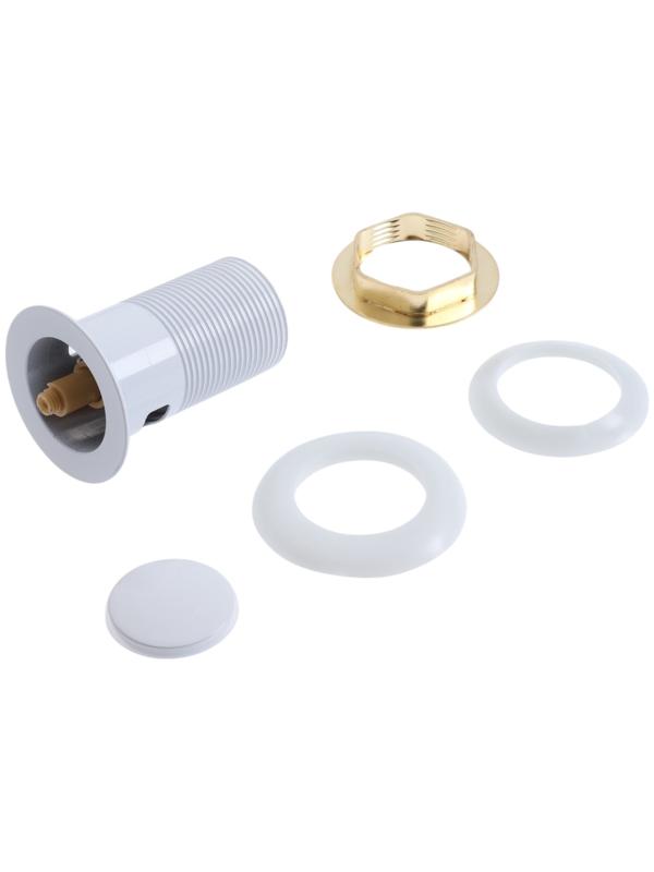 Донный клапан ZEIN engr, маленькая кнопка, с переливом, нержавеющая сталь, белый