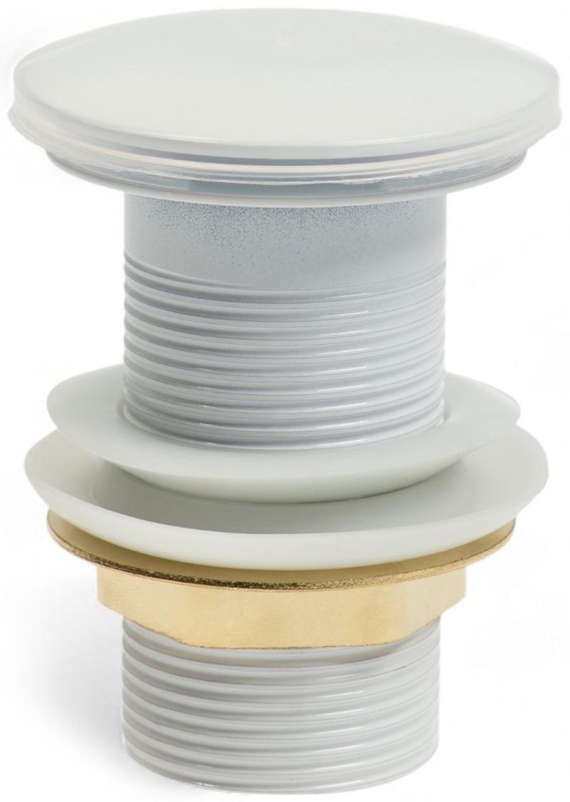 Донный клапан ZEIN engr, большая кнопка, без перелива, нержавеющая сталь, белый