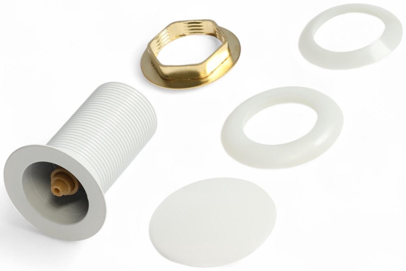 Донный клапан ZEIN engr, большая кнопка, без перелива, нержавеющая сталь, белый